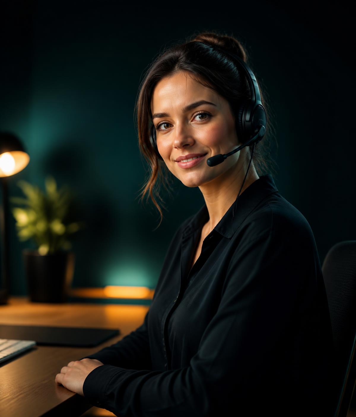 Especialista de atendimento com headset conversando com clientes pela plataforma Aurora Atende